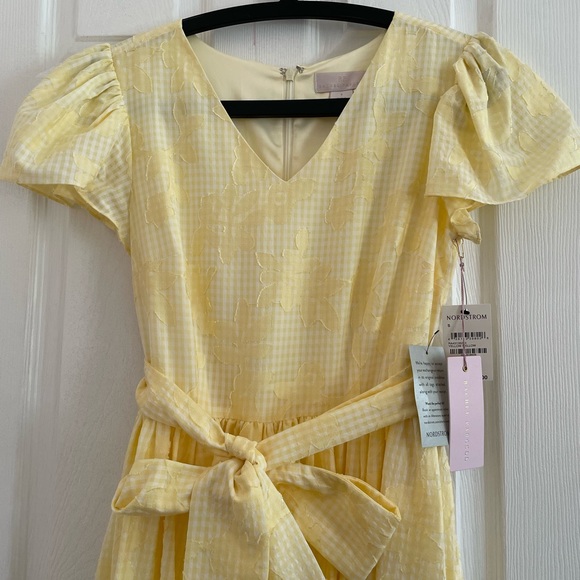 NWT Rachel Parcell Yellow Gingham Lace Dress Size Small - Picture 2 of 9